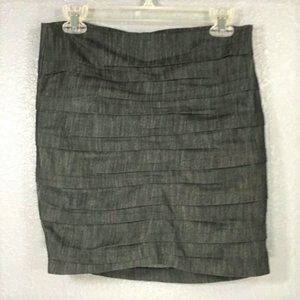 Gray Ruched Chambray Skirt